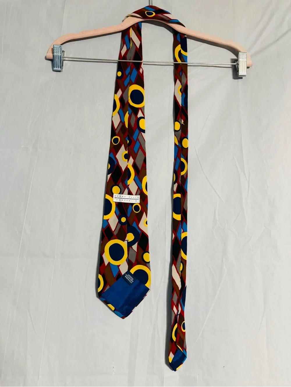 Perry Ellis Portfolio Men’s Necktie Abstract Geometric Multicolor Silk Tie
